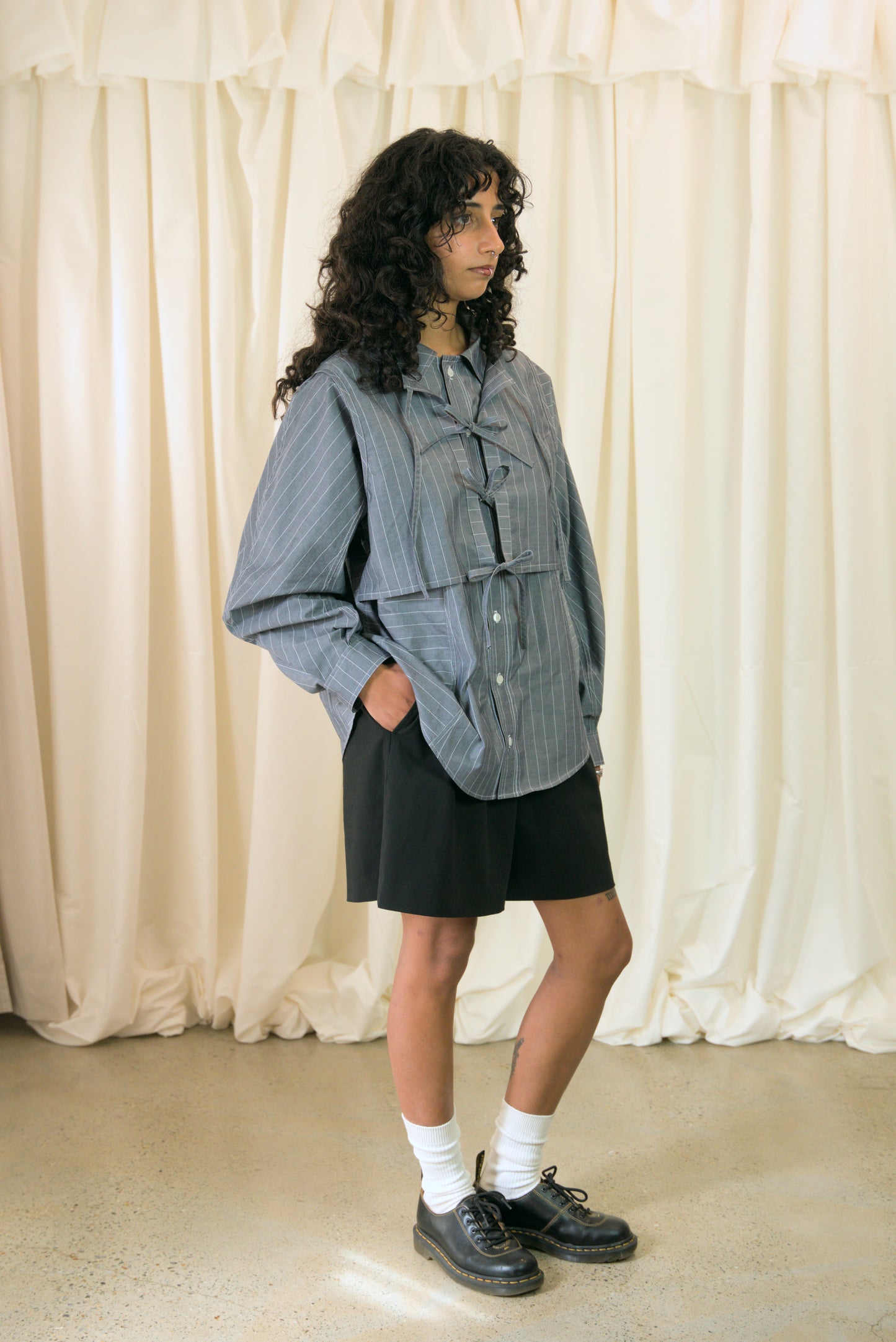 The Staple Shirt - Grey Pinstripe - AKA x MERCURY