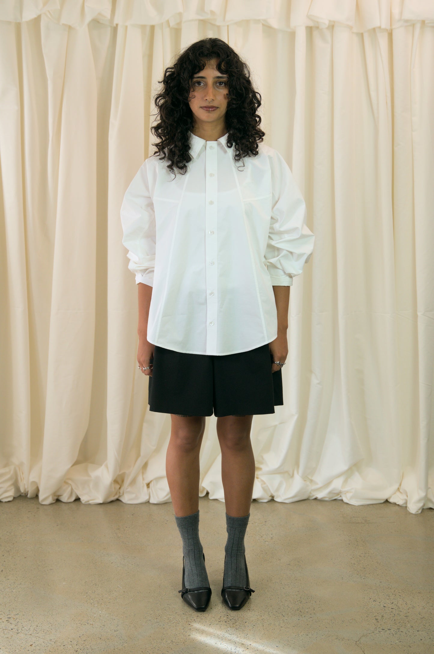 The Staple Shirt - White w/check - AKA x MERCURY