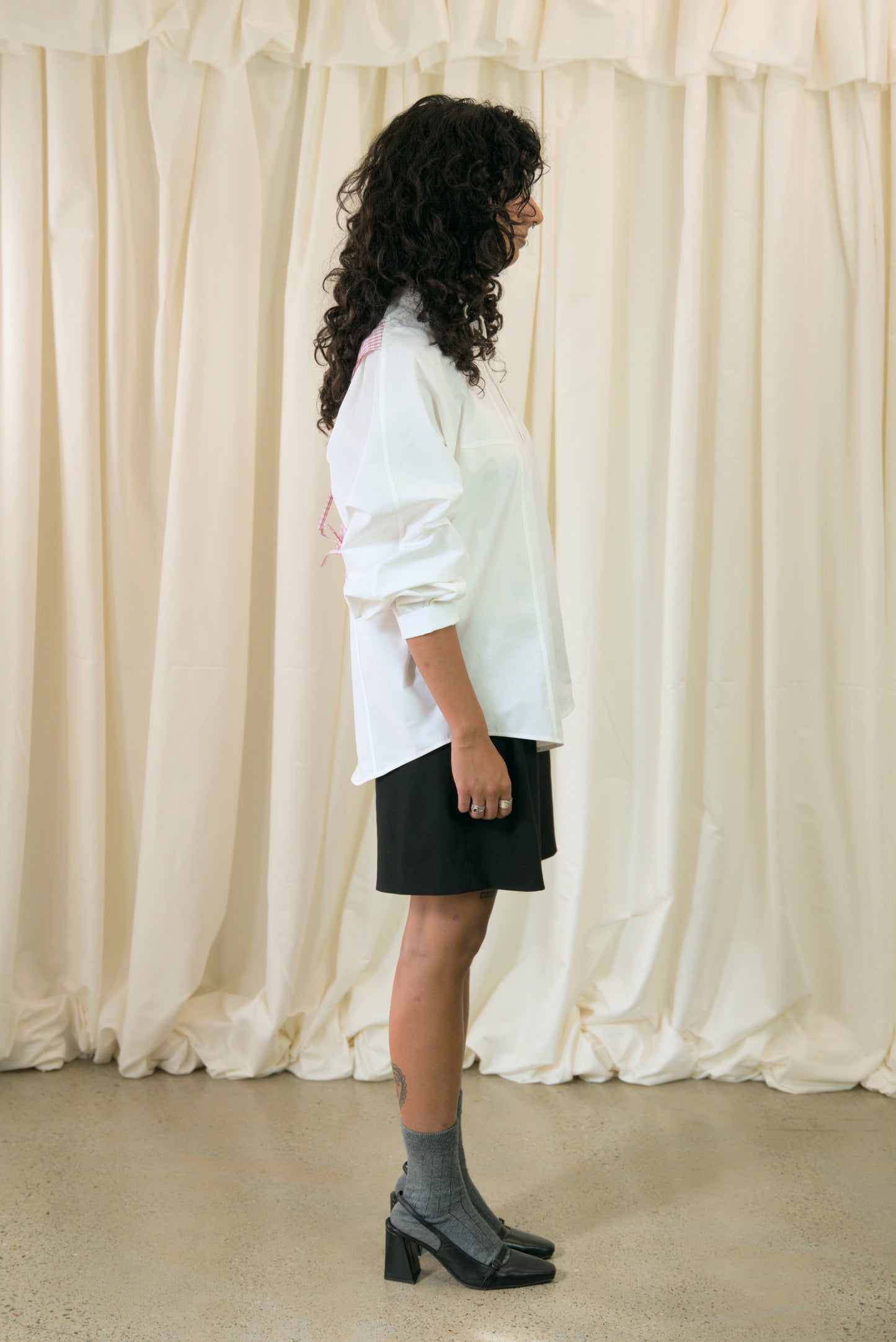 The Staple Shirt - White w/check - AKA x MERCURY
