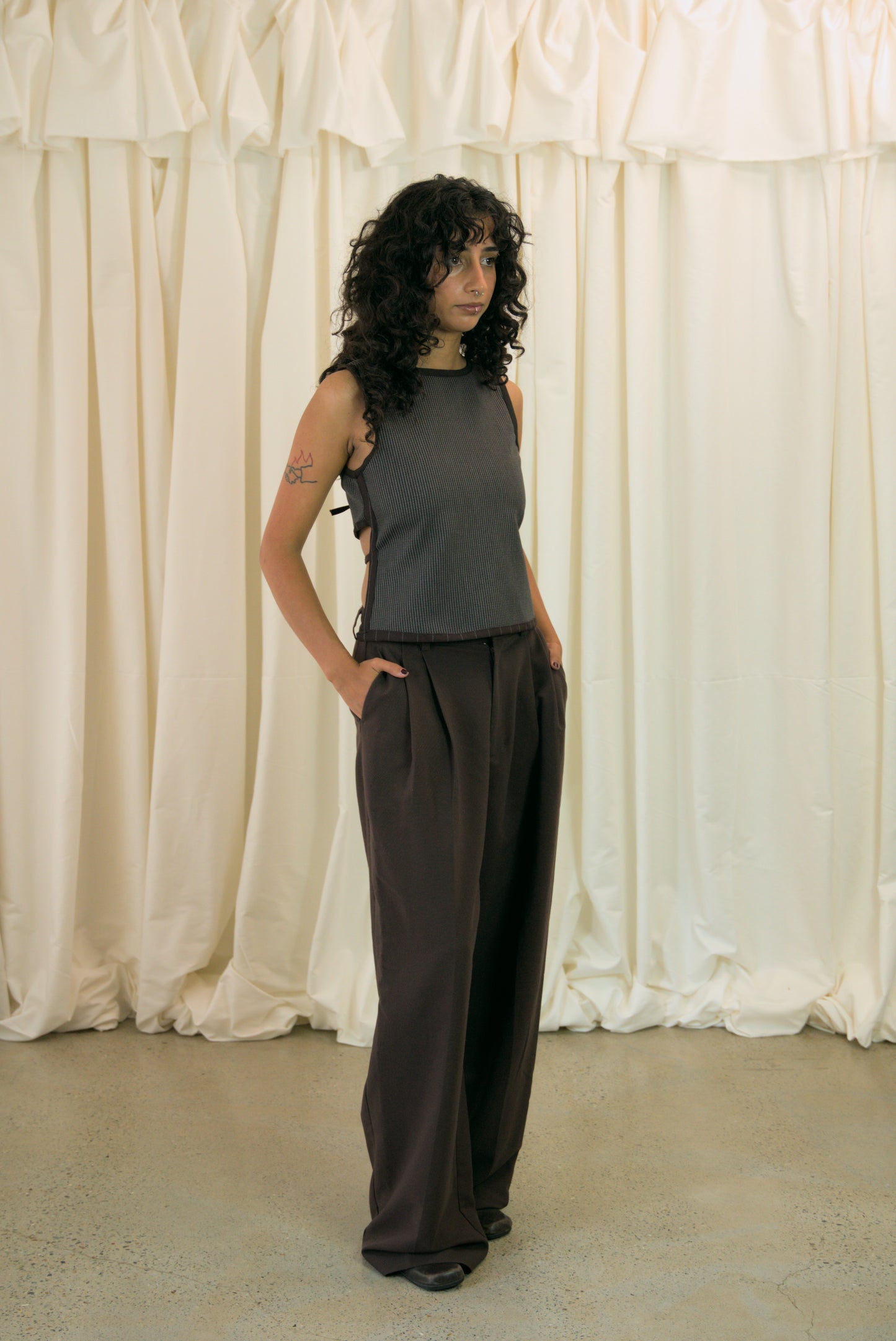 The Staple Tank - Reversible Maroon Pinstripe